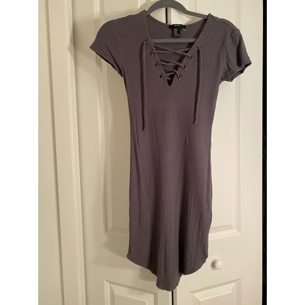 Grey lace up dress